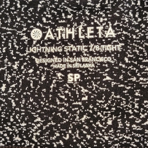 Athleta Lightning Static 7/8 Tight Size Small Petite Black White SuperSonic EUC - Picture 7 of 7